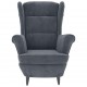 Sonata H Фотьойл Wingback с табуретка, тъмносив, кадифе Sonata H Фотьойл Wingback с табуретка, тъмносив, кадифе