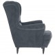 Sonata H Фотьойл Wingback с табуретка, тъмносив, кадифе Sonata H Фотьойл Wingback с табуретка, тъмносив, кадифе