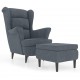 Sonata H Фотьойл Wingback с табуретка, тъмносив, кадифе Sonata H Фотьойл Wingback с табуретка, тъмносив, кадифе