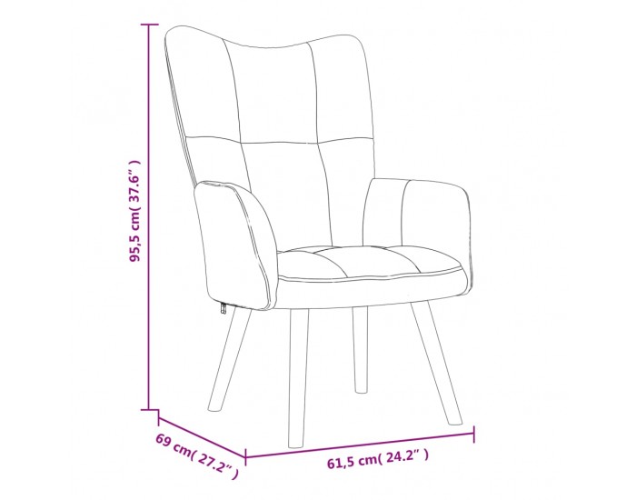 Sonata H Релакс стол с табуретка, тъмносив, кадифе