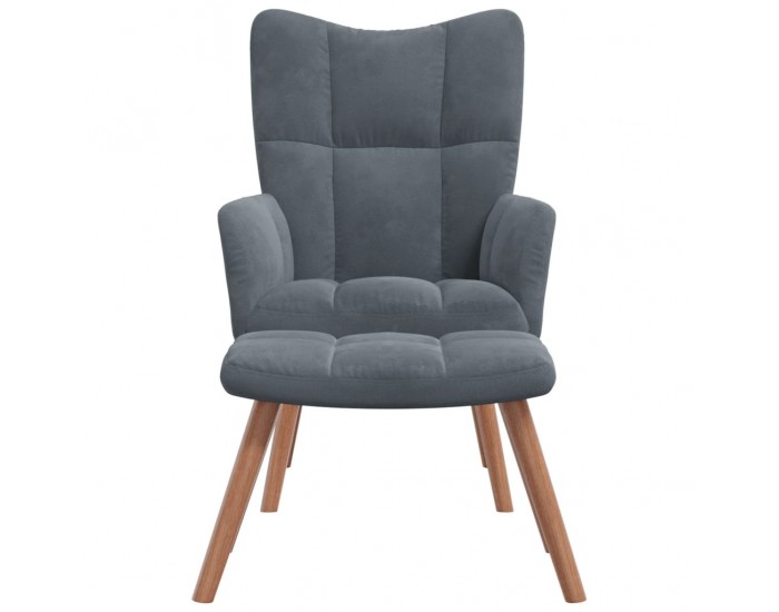 Sonata H Релакс стол с табуретка, тъмносив, кадифе