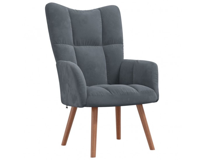 Sonata H Релакс стол с табуретка, тъмносив, кадифе