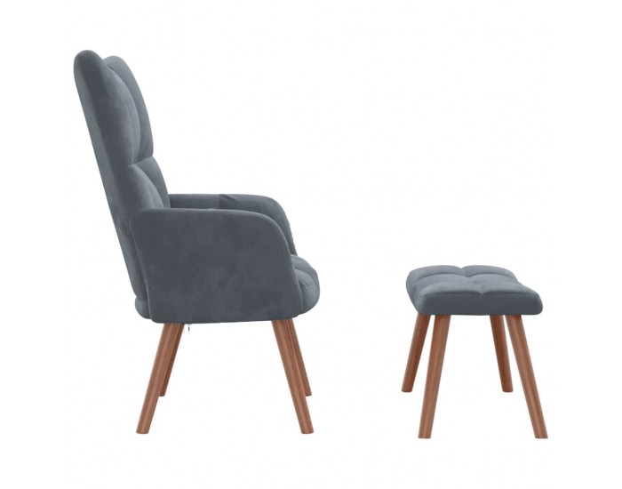 Sonata H Релакс стол с табуретка, тъмносив, кадифе