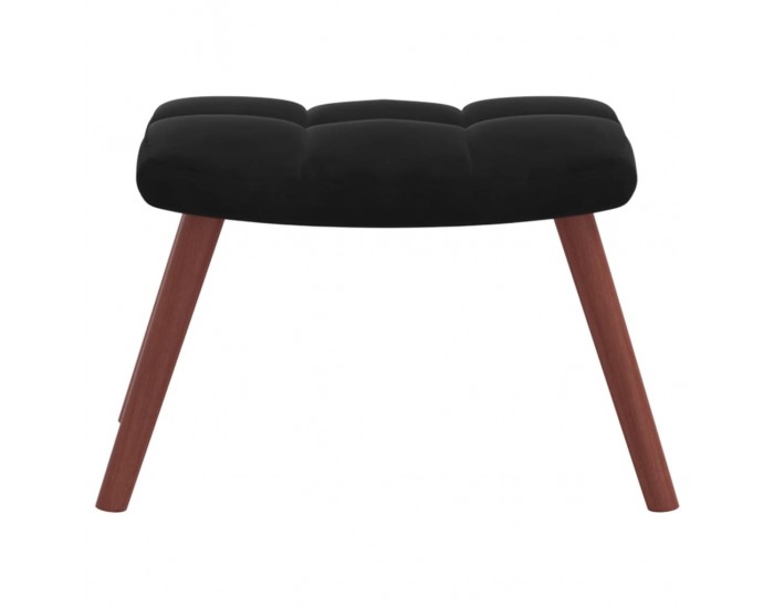 Sonata H Релакс стол с табуретка, черен, кадифе