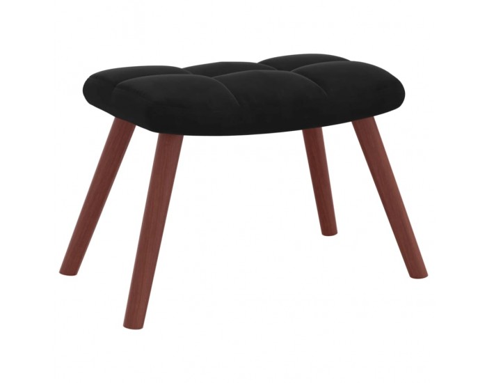 Sonata H Релакс стол с табуретка, черен, кадифе