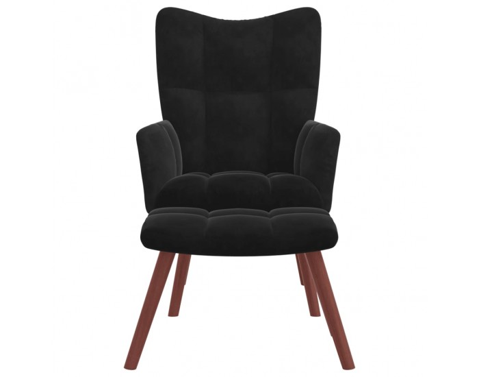 Sonata H Релакс стол с табуретка, черен, кадифе