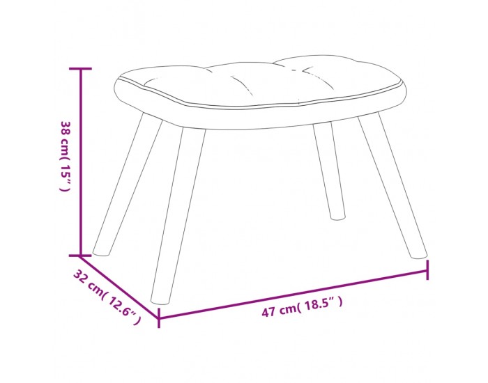 Sonata H Релакс стол с табуретка, черен, кадифе