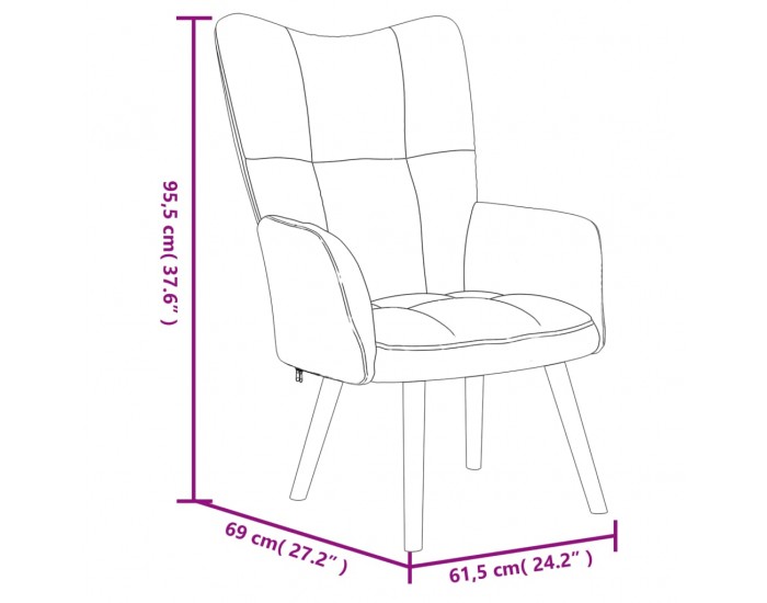 Sonata H Релакс стол с табуретка, черен, кадифе