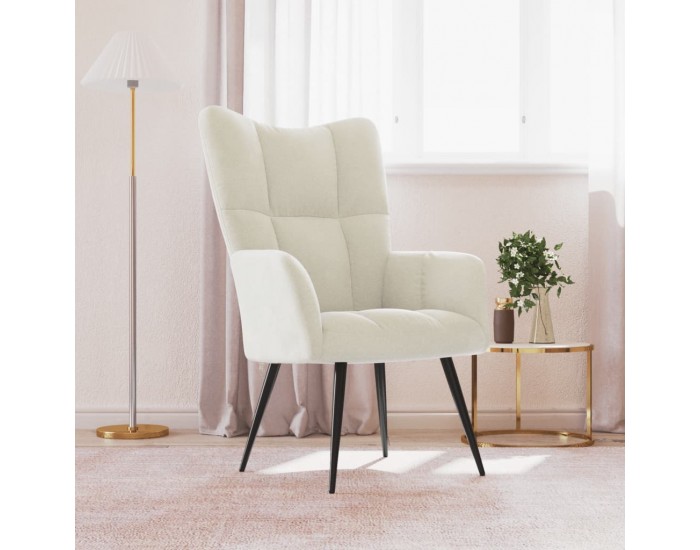 Sonata H Релаксиращ стол, кремавобял, кадифе