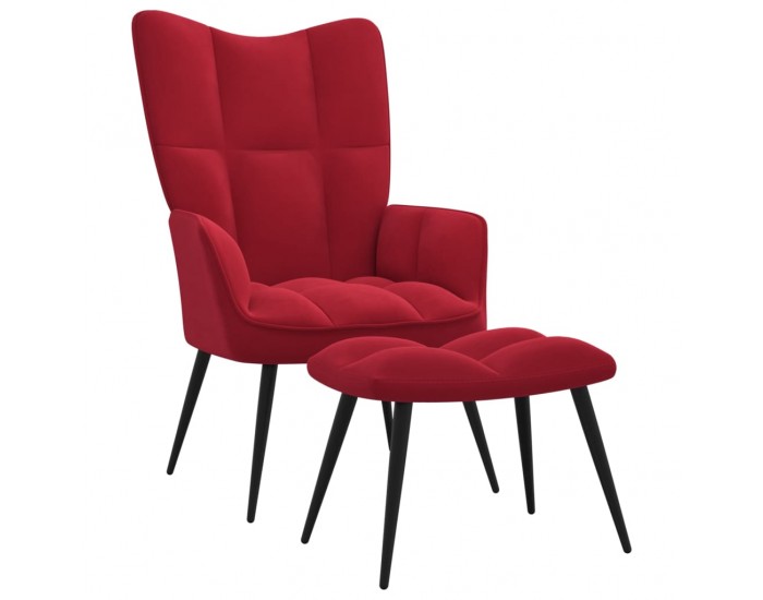 Sonata H Стол за релакс с табуретка, виненочервен, кадифе