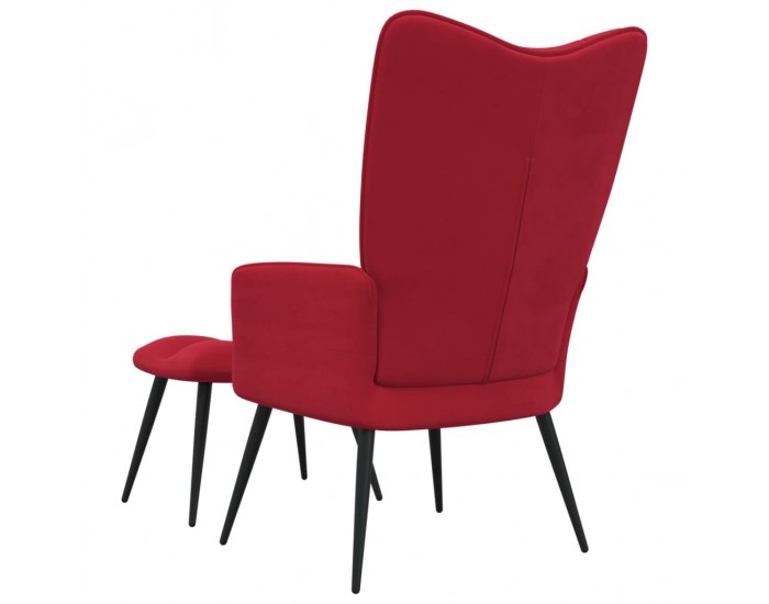 Sonata H Стол за релакс с табуретка, виненочервен, кадифе