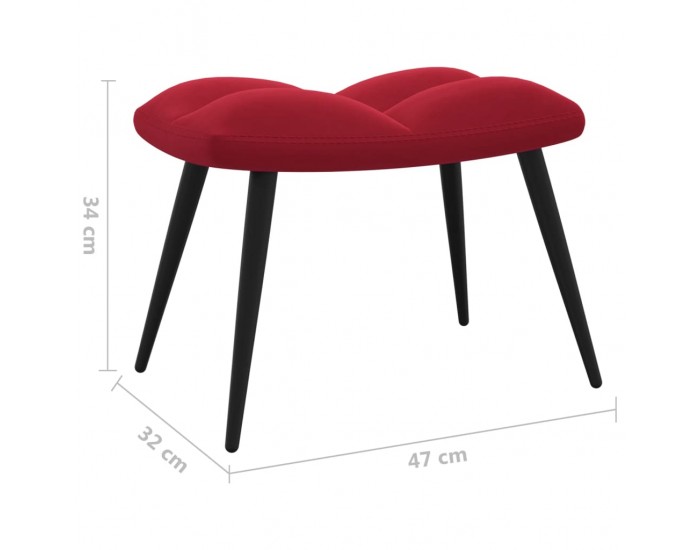 Sonata H Стол за релакс с табуретка, виненочервен, кадифе