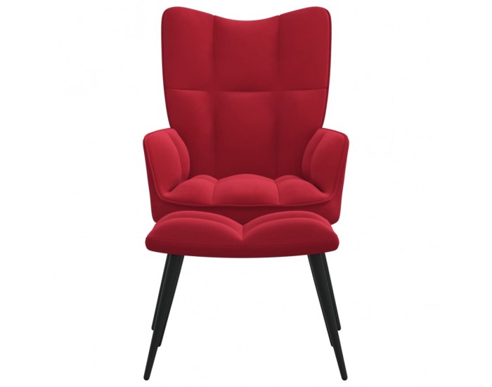 Sonata H Стол за релакс с табуретка, виненочервен, кадифе