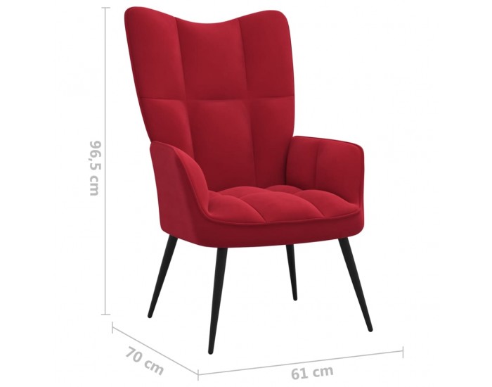 Sonata H Стол за релакс с табуретка, виненочервен, кадифе