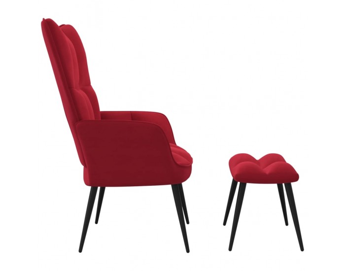 Sonata H Стол за релакс с табуретка, виненочервен, кадифе