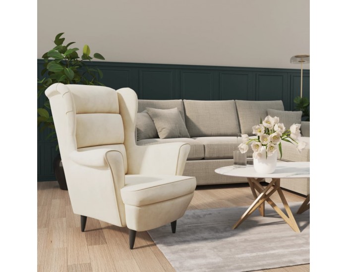 Sonata H Фотьойл, кремавобял, кадифе