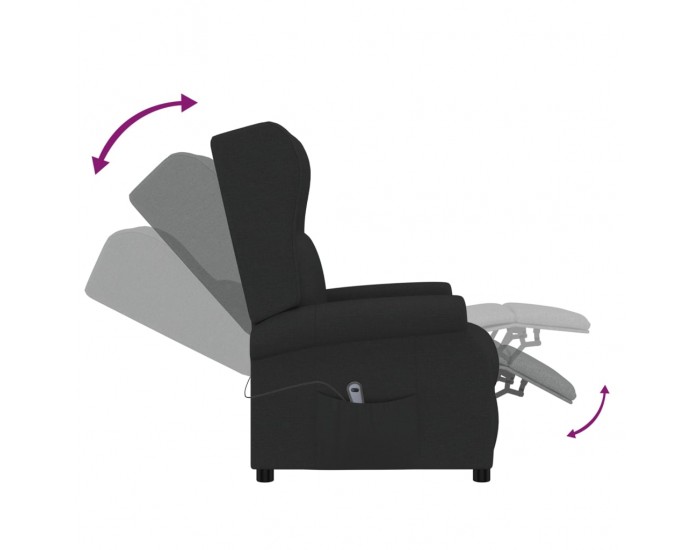 Sonata H Wingback електрически реклайнер стол, черен, текстил