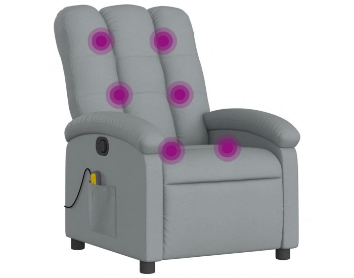 Sonata H Масажен реклайнер стол, светлосив, текстил