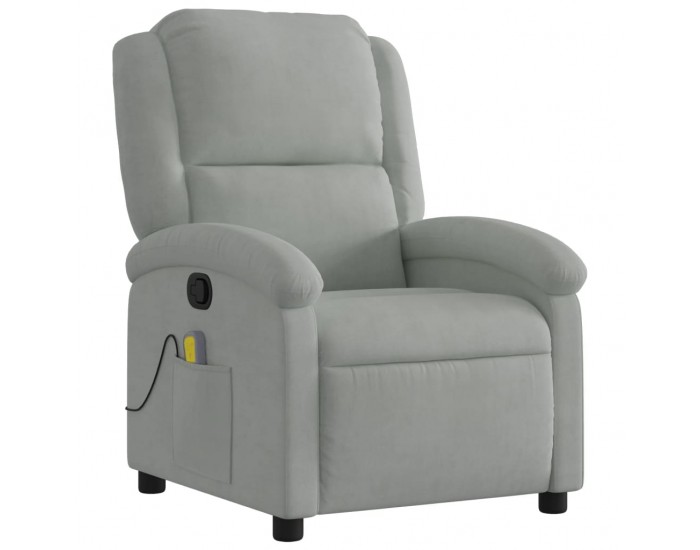 Sonata H Масажен реклайнер стол, светлосив, кадифе