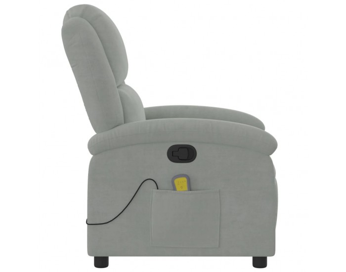Sonata H Масажен реклайнер стол, светлосив, кадифе