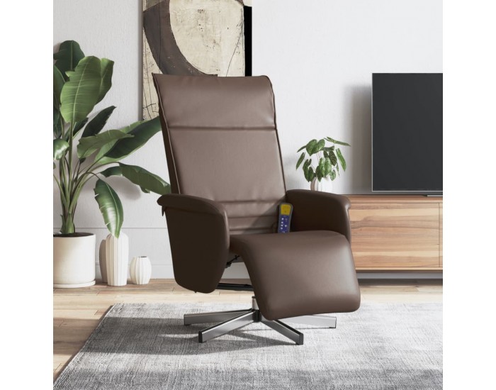 Sonata H Масажен реклайнер стол с опора за крака, кафяв, изкуствена кожа