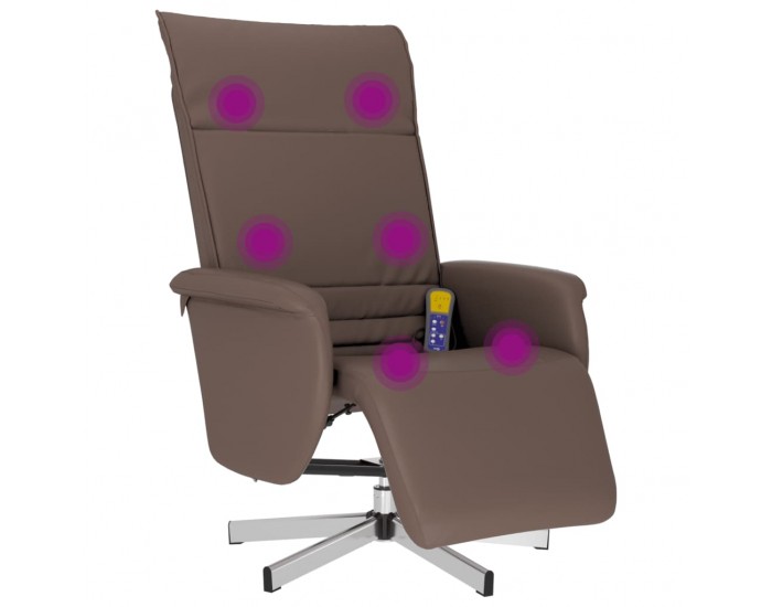 Sonata H Масажен реклайнер стол с опора за крака, кафяв, изкуствена кожа