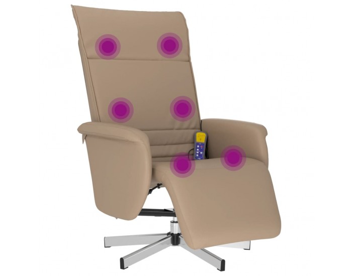 Sonata H Масажен реклайнер стол с опора за крака, капучино, еко кожа