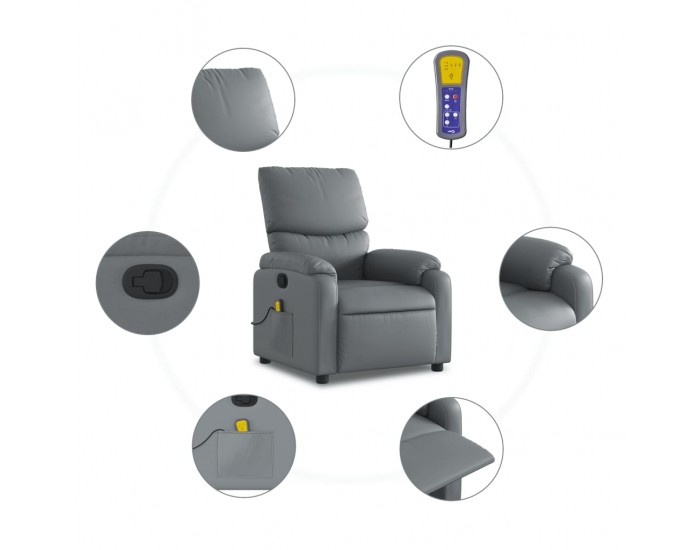 Sonata H Масажен наклоняем стол, сив, изкуствена кожа