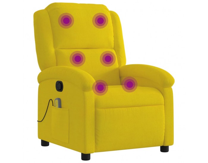 Sonata H Масажен реклайнер стол, жълт, кадифе