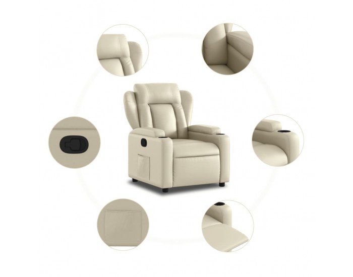 Sonata H Реклайнер, кремав, изкуствена кожа