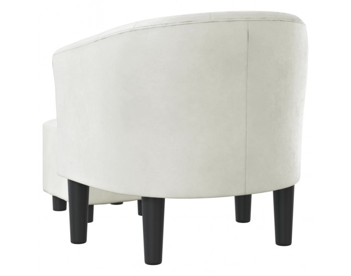 Sonata H Объл фотьойл с табуретка за крака, бял, изкуствена кожа