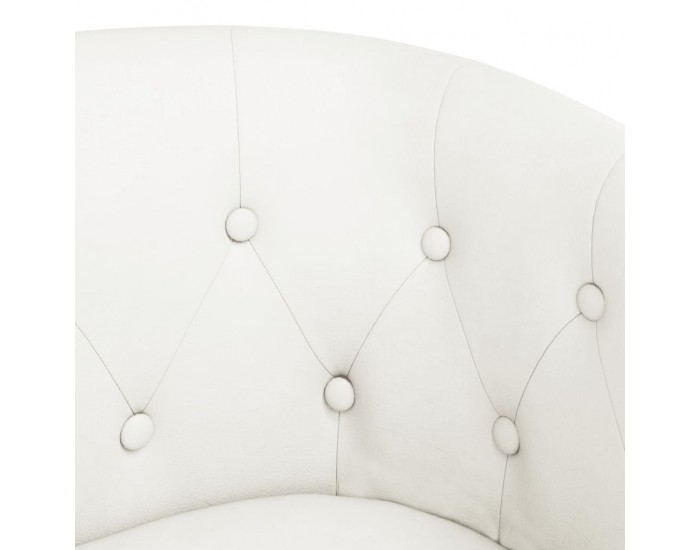 Sonata H Объл фотьойл с табуретка за крака, бял, изкуствена кожа