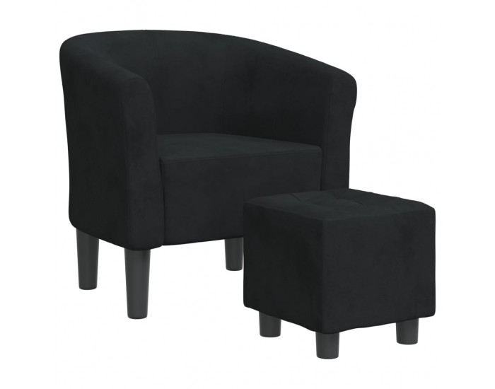 Sonata H Фотьойл с опора за крака Черен кадифе