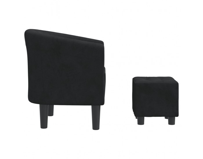 Sonata H Фотьойл с опора за крака Черен кадифе