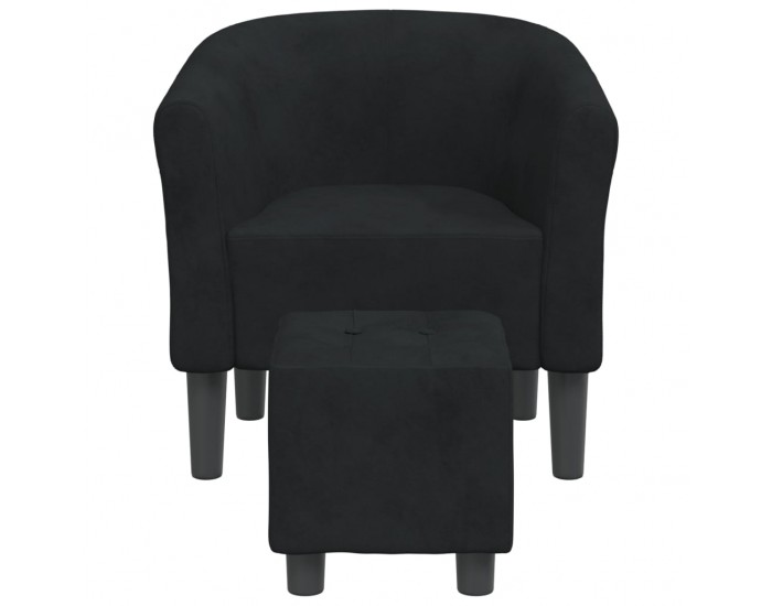 Sonata H Фотьойл с опора за крака Черен кадифе