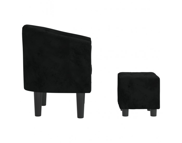 Sonata H Фотьойл с опора за крака Черен кадифе