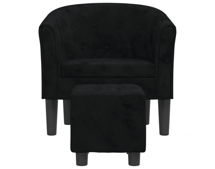 Sonata H Фотьойл с опора за крака Черен кадифе