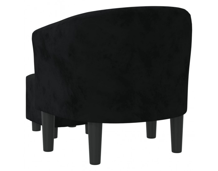 Sonata H Фотьойл с опора за крака Черен кадифе