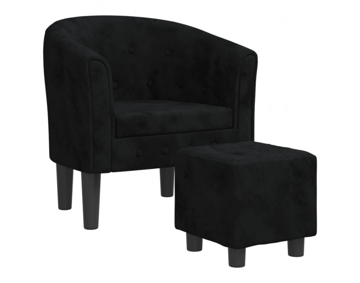 Sonata H Фотьойл с опора за крака Черен кадифе