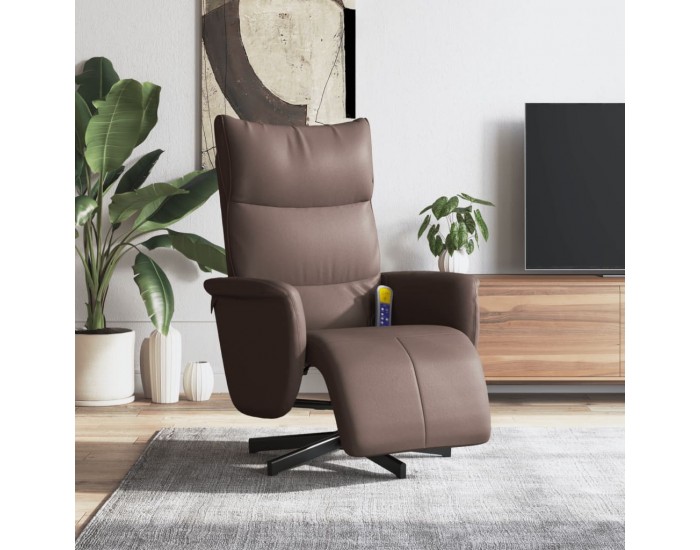 Sonata H Масажен реклайнер стол с опора за крака, кафяв, изкуствена кожа