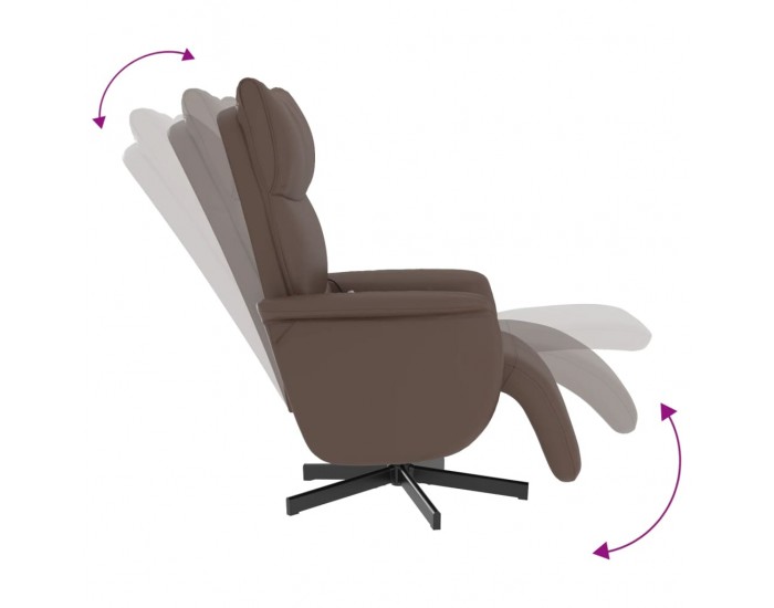 Sonata H Масажен реклайнер стол с опора за крака, кафяв, изкуствена кожа