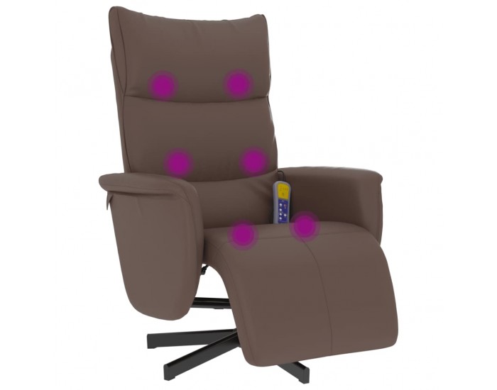 Sonata H Масажен реклайнер стол с опора за крака, кафяв, изкуствена кожа