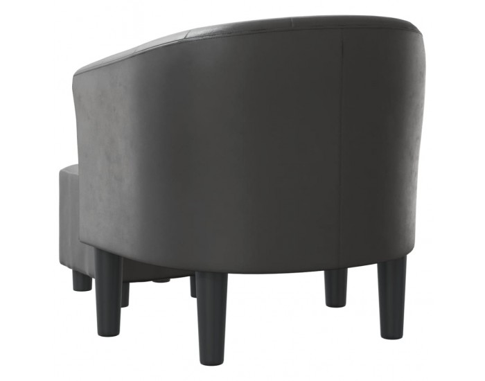 Sonata H Объл фотьойл с табуретка за крака, сиво, изкуствена кожа