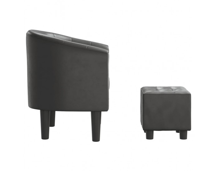 Sonata H Объл фотьойл с табуретка за крака, сиво, изкуствена кожа