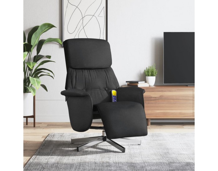 Sonata H Масажен реклайнер стол с поставка за крака, черен, текстил