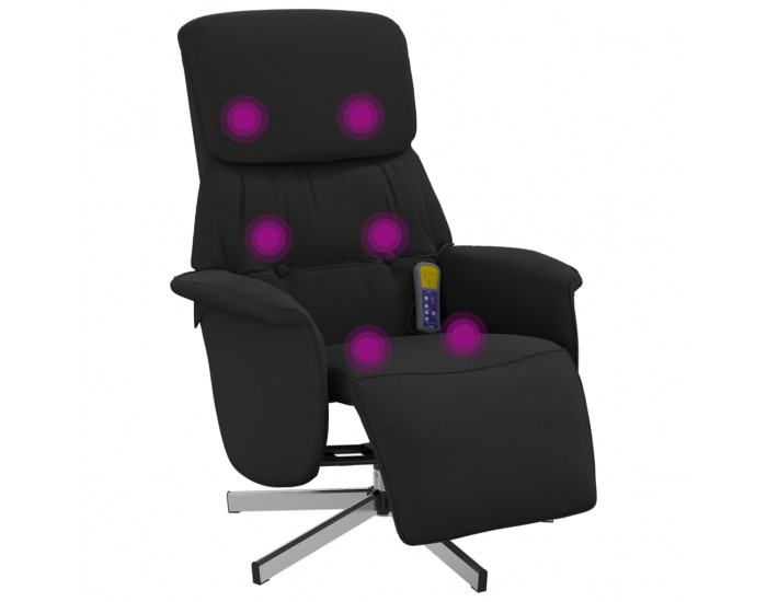 Sonata H Масажен реклайнер стол с поставка за крака, черен, текстил