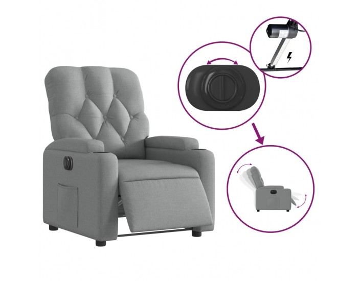 Sonata H Електрически наклоняем стол, светлосив, текстил