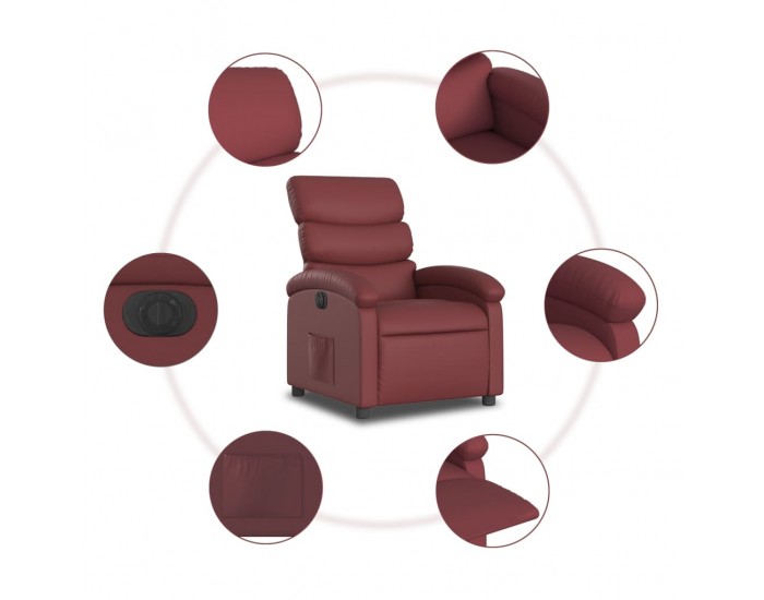 Sonata H Електрически наклоняем стол, виненочервен, изкуствена кожа