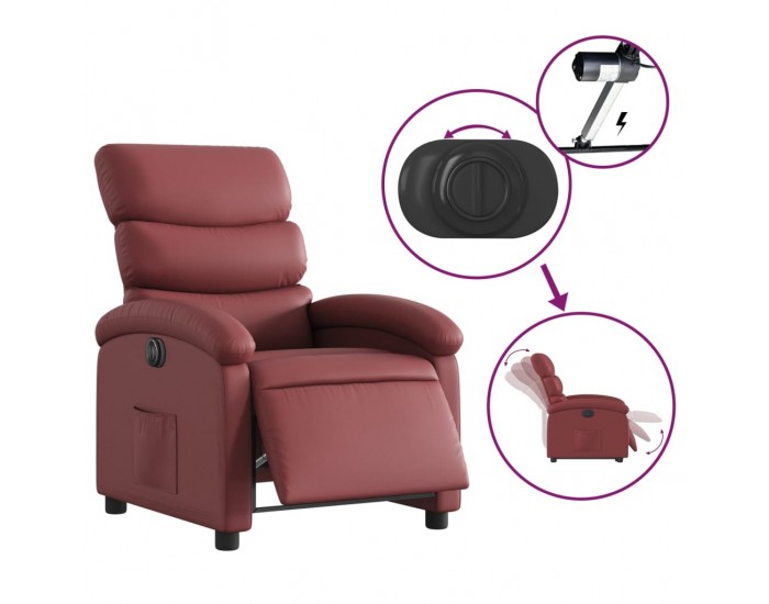 Sonata H Електрически наклоняем стол, виненочервен, изкуствена кожа