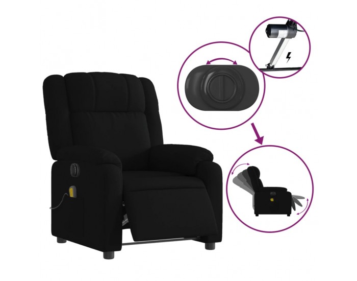 Sonata H Електрически масажен наклоняем стол, черен, текстил